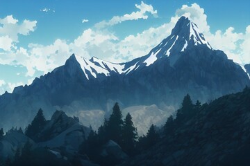 The mountain in the zugspitze arena, anime style, webtoon style