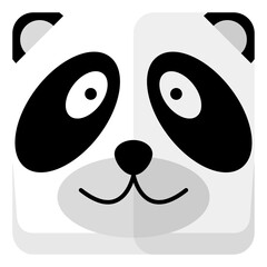 Panda face cute animal sticker in flat icon design