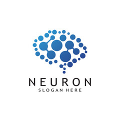 Brain logo or nerve cell logo with vector illustration template