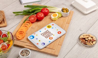 Healthy Tablet Pc compostion concept