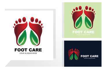 Foot Care Logo Design Health Illustration Woman Pedicure Salon Vector
