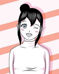anime girl in pink background