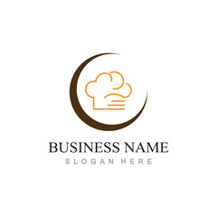 chef hat logo design with vector illustration template