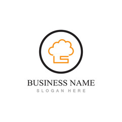 chef hat logo design with vector illustration template