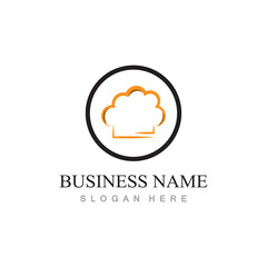 chef hat logo design with vector illustration template