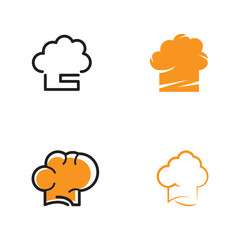 chef hat logo design with vector illustration template