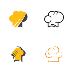 chef hat logo design with vector illustration template