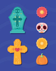 dia de los muertos six icons