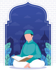 muslim man reading koran