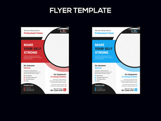 Make strong yourself gym and fitness flyer