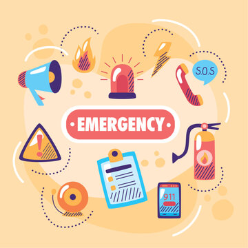 eight emergency service icons