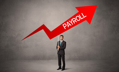 Obraz premium Young business person in casual holding road sign