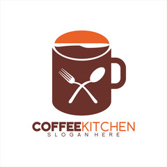 Coffee cafe design logo vector with kitchen concept