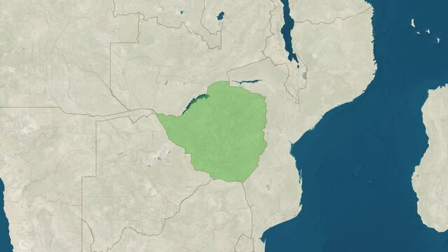 Zoom in to the map of Zimbabwe with text, textless, and with flag