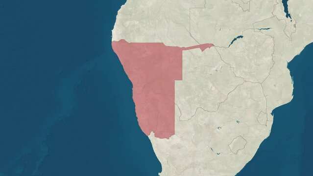 Zoom in to the map of Namibia with text, textless, and with flag