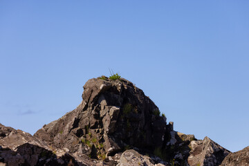 Rugged Rocks on a rocky shore on the West Coast of Pacific Ocean.