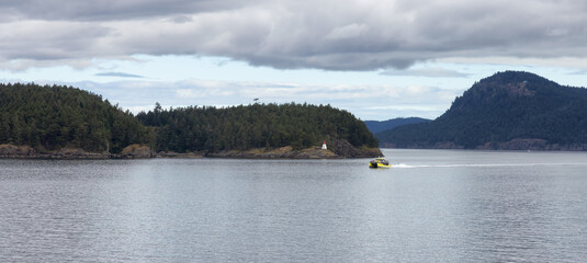 Canadian Landscape by the ocean and mountains. Summer Season.