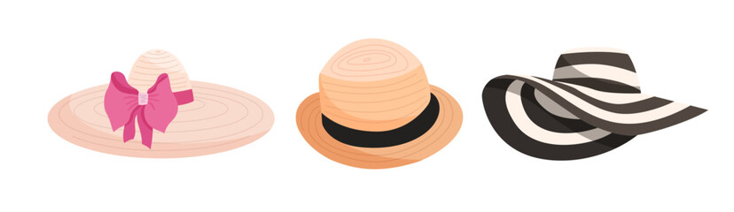 Set of beautiful womens summer hats