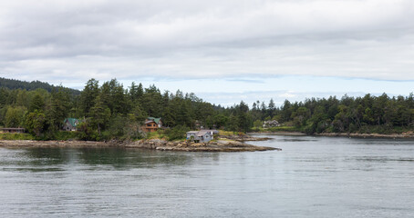Canadian Landscape by the ocean and mountains. Summer Season.