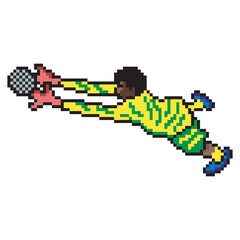 Soccer player goalkeeper pixel art.