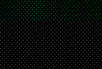 Dark blue, green vector template with poker symbols.