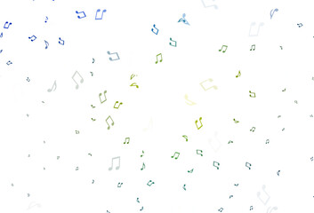 Light Blue, Yellow vector template with musical symbols.