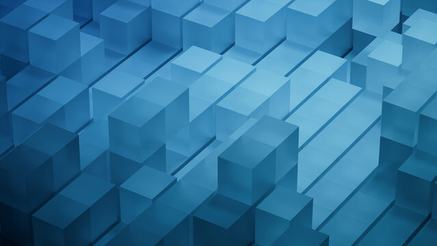 Blue, Modern Tech Wallpaper. 3D Render.