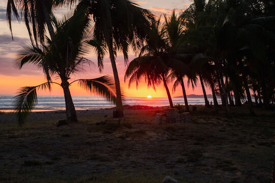 Sunset at Bejuco beach in Costa Ricca. 