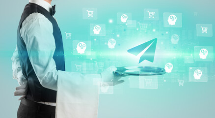 Waiter serving business idea concept