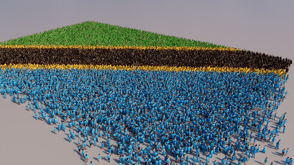 Tanzanian Banner Background, with People congregating to form the Flag of Tanzania.