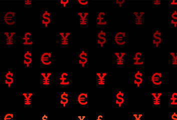 Fototapeta na wymiar Dark red vector texture with financial symbols.