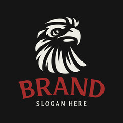 eagle or hawk head logo. Template for design mascot, label, badge, emblem or other branding. 