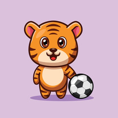 Obraz na płótnie Canvas Cute Tiger Holding Ball Illustration