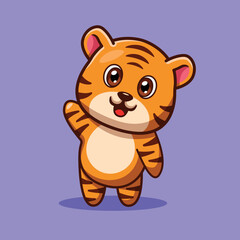 Cute Tiger Saying Hello Illustration