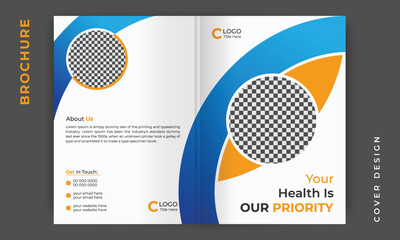 Healthcare medical bifold business brochure cover design or company profile template layout