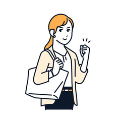 やる気のある若い女性のシンプルなベクターイラスト素材