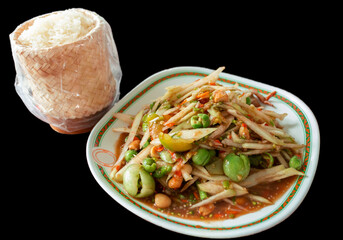 isolated fresh Thai papaya spicy salad