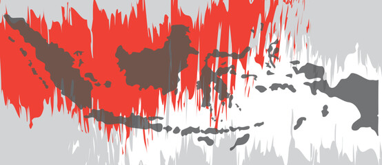 Indonesian Independence Day, Indonesian archipelago with red and white background and diversity