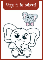 coloring book for kid, cute elephant