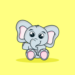cute little elephant is sitting and waving