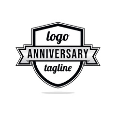 anniversary shield design, anniversary emblem design, ribbon design, ribbon design logo vector