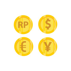 flat style income icon illustration, finance, money, coin, gold coin, profit, savings.