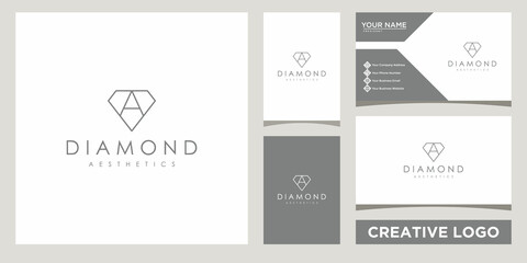 simple diamond with A letter icon logo design template with business card design.