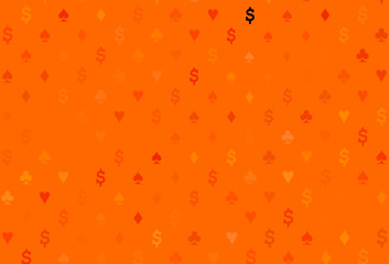 Light orange vector texture with playing cards.