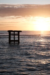 Beautiful afternoon atmosphere in the form of a sunrise on the right photographed in vertical