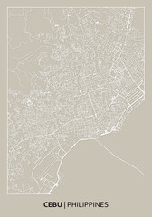 Cebu (Central Visayas, Philippines) street map outline for poster, paper cutting.