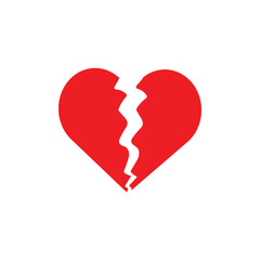 heart icon illustration, red, broken heart, affection.