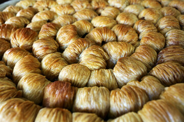 Famous Turkish traditional dessert ‘Baklava’ at the dessert plate.