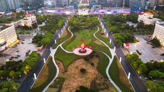 Aerial photography of Nanchang city scenery in Jiangxi