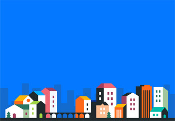 Colorful City Building Skyline Background Design Illustration